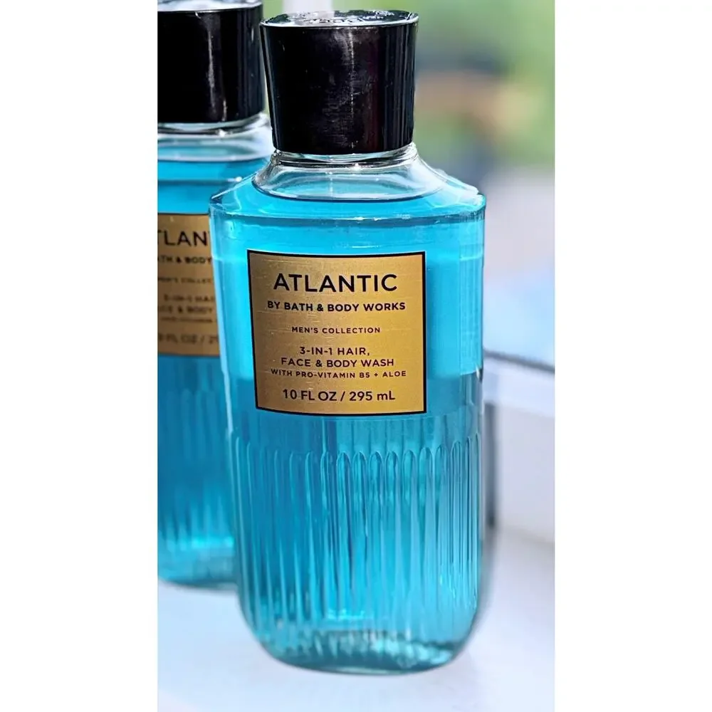 Bath & Body Works 10 oz Atlantic Men's 3-in-1 Hair Face Body Wash Gel x3